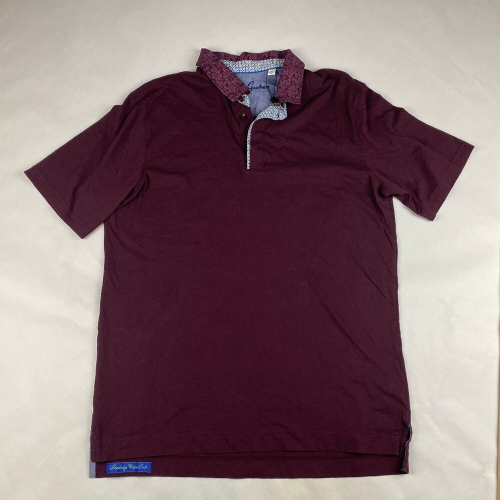 Robert Graham Short Sleeve Polo Shirt Men’s Medium Classic Fit Burgundy